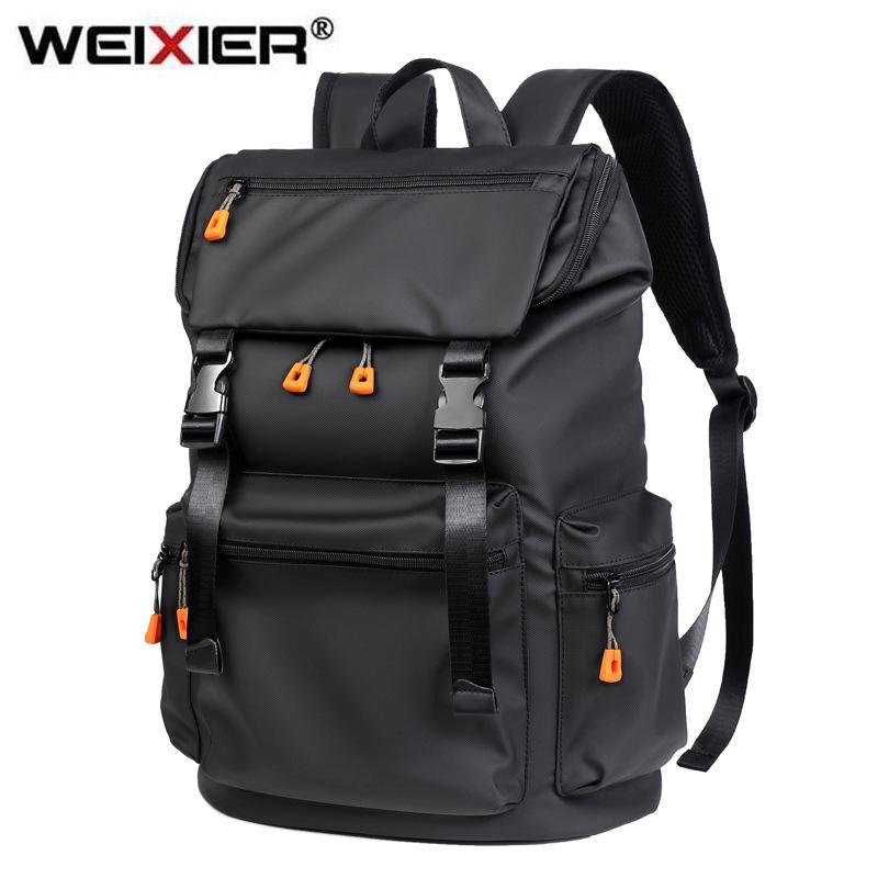 WEIXIER Hochwertiger wasserdichter Herren-Laptop-Rucksack, luxuriöser Marken-Designer, schwarzer Rucksack für Business, urbaner Mann-Rucksack, USB-Aufladung schwarz