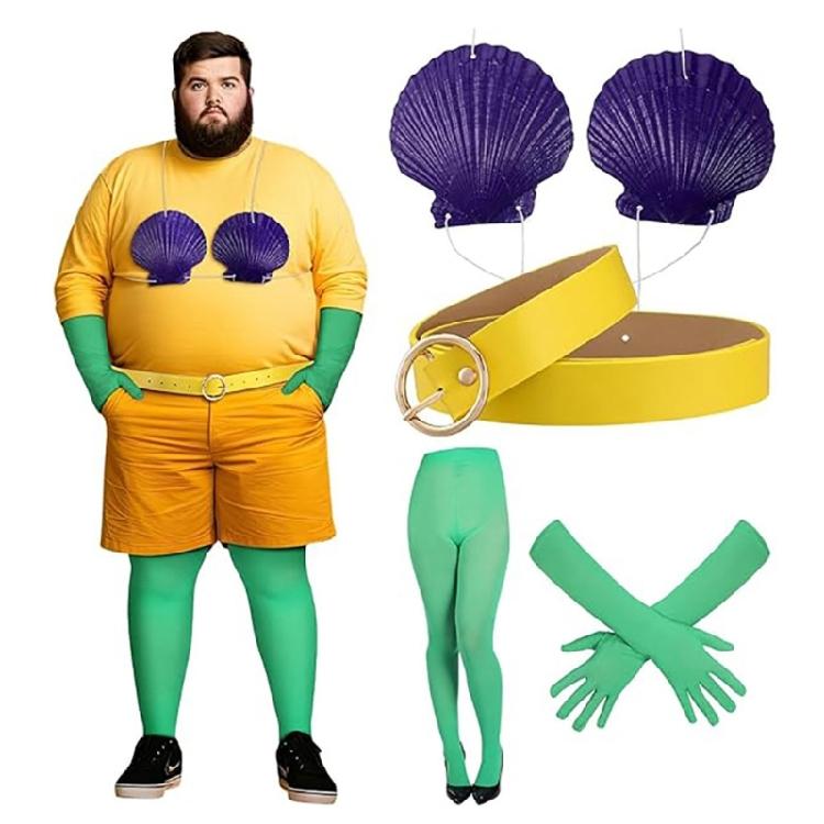 Halloween Meerjungfrauen Kostüm Zubehör Set Anime Charakter Cosplay Kostüme Muscheln BH Matrosenhut Schal Handschuhe Socken