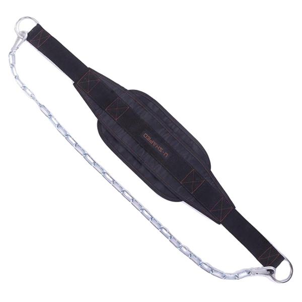 Dicker Neopren-Gewichthebergürtel mit Kette, Tauchgürtel für Klimmzüge, Bodybuilding, Fitnessstudio schwarz