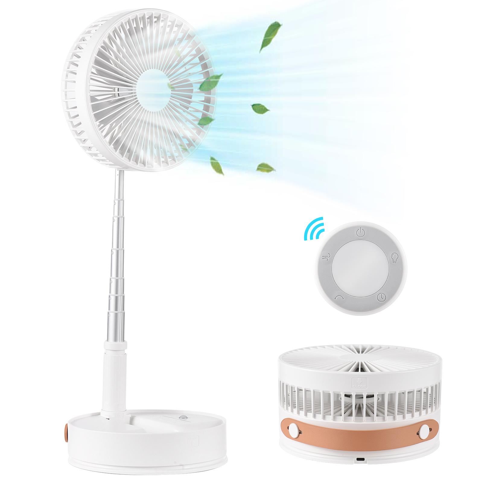 Tragbarer Standventilator, faltbar, Oszillation, Teleskop-Bodenventilator, unterstützt 4 Windgeschwindigkeiten, Timer 180 Grad weiß