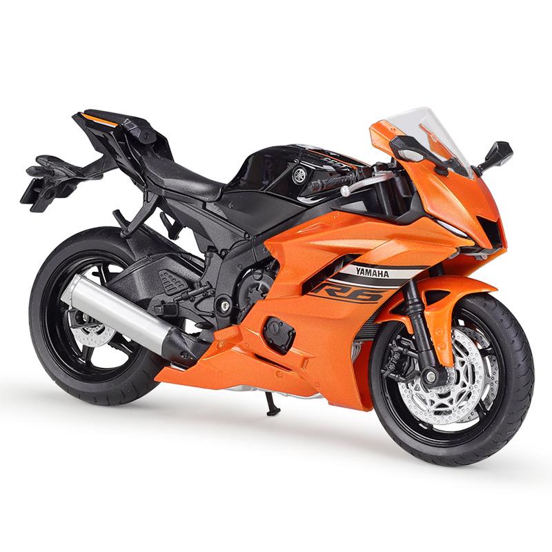 Maßstab 1:12, Welly 2020 Yamaha YZF-R6, Legierungs-Motorradmodell, Druckguss, Metallspielzeug, Fahrzeuge, Motorradmodell, hohe Simulationskollektion, Geschenke für Kinder 1/12-17.7x9.8x6.8cm orange