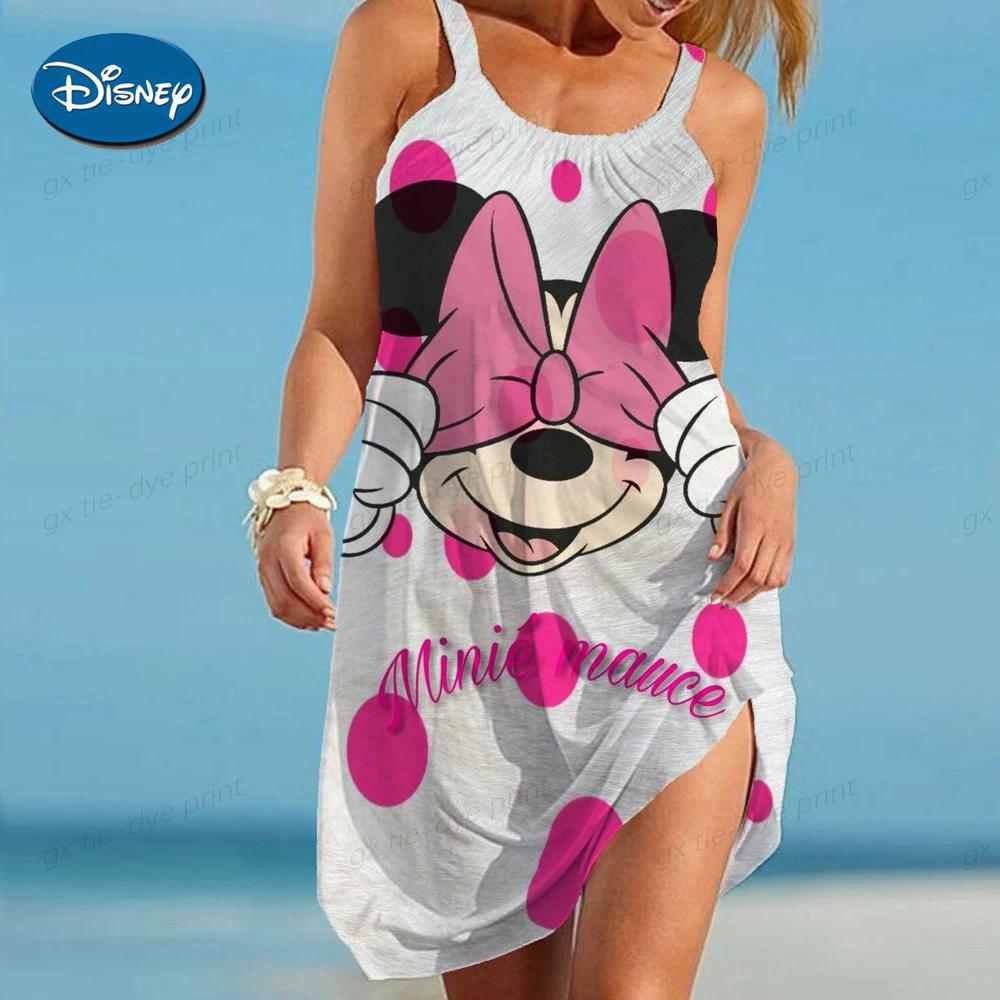 Lilo&Stitch lockeres Sommer-Strand-Langarmkleid Damen Disney Lilo&Stitch ärmelloses Trägerkleid langes Kleid Hosenträger 7XL white