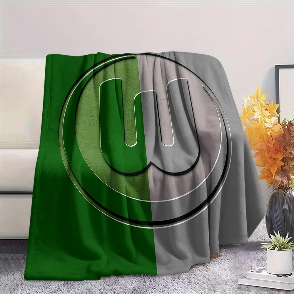 VfL Wolfsburg Flanelldecke mit Aufdruck, Hohe Qualität, Bequem für alle Jahreszeiten, Heimdekoration, Wärme und Komfort, Perfekt für Weihnachtsgeschenke 150cm x 200cm