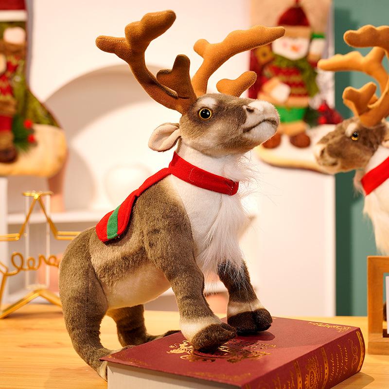 Simulation Rentier Plüschtier Weihnachten Hirsch Plüschtiere Puppe Weihnachten Elch Stofftiere Frohe Weihnachten Neujahr Dekor Beste Geschenke für Kinder 35cm brown