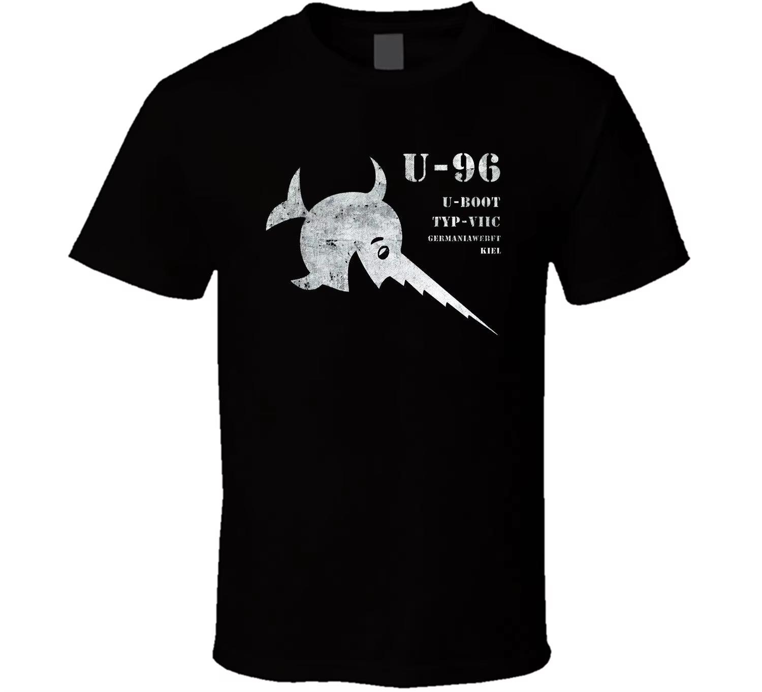 Das Boot WW2 Deutsches U-Boot U-96 U-Boot T-Shirt Baumwolle Rundhals Kurzarm Sommer Lässig Herren T-Shirt Größe M