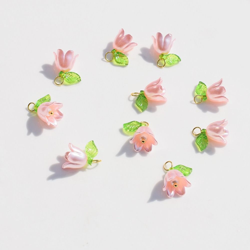 für Halskette Ohrringe für DIY lose Perlen Lampwork Perlen Glocke Orchidee Perlen Flora Blätter Perlen rosa