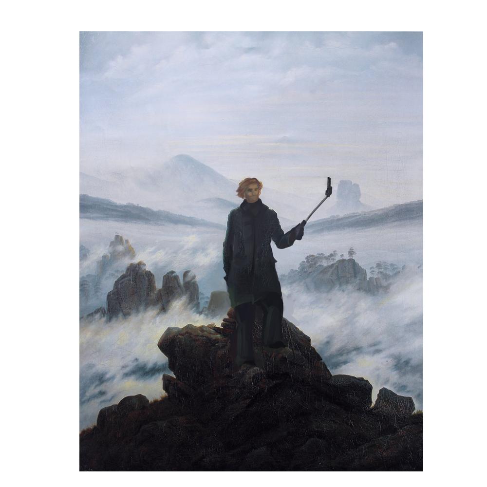 Lustige Kunst-Leinwand-Malerei, Wanderer über dem Nebelmeer, Kunst-Poster und Drucke, Wandbilder, Cuadros für Zuhause und Wohnzimmer 21x30 No Frame