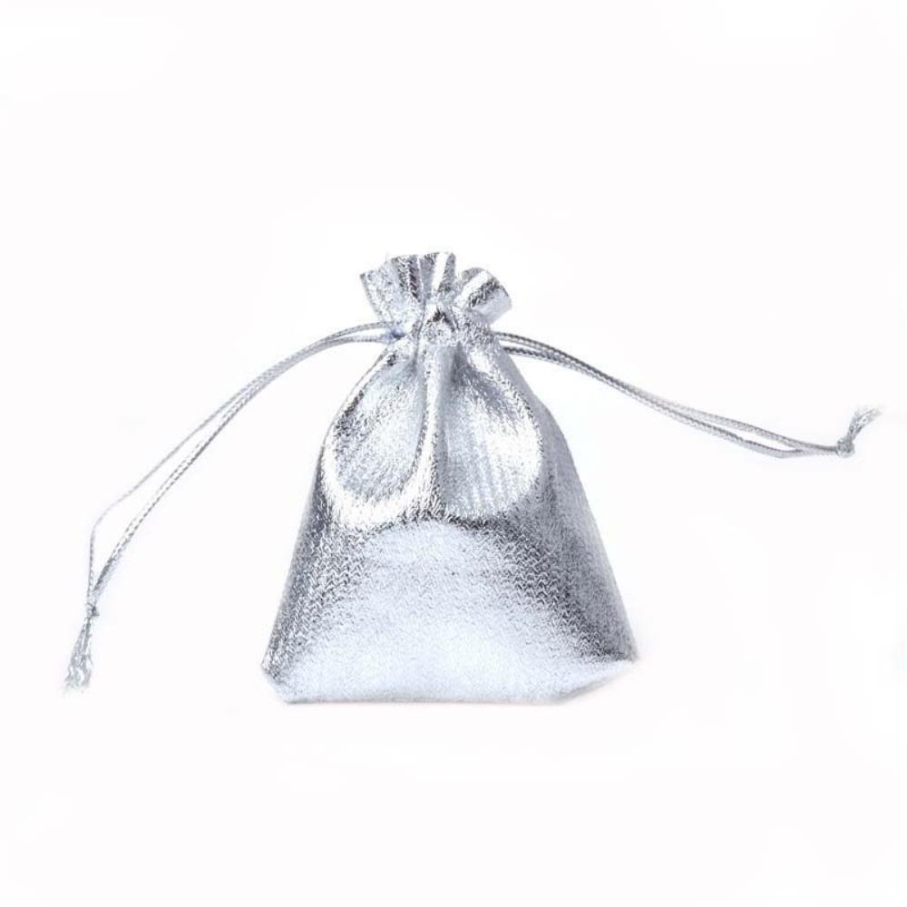 50 teile/los Einstellbare Geschenk Verpackung Beutel Gold Folie Tuch Candy Beutel Hochzeit Süßigkeiten Geschenk 9x12cm silber