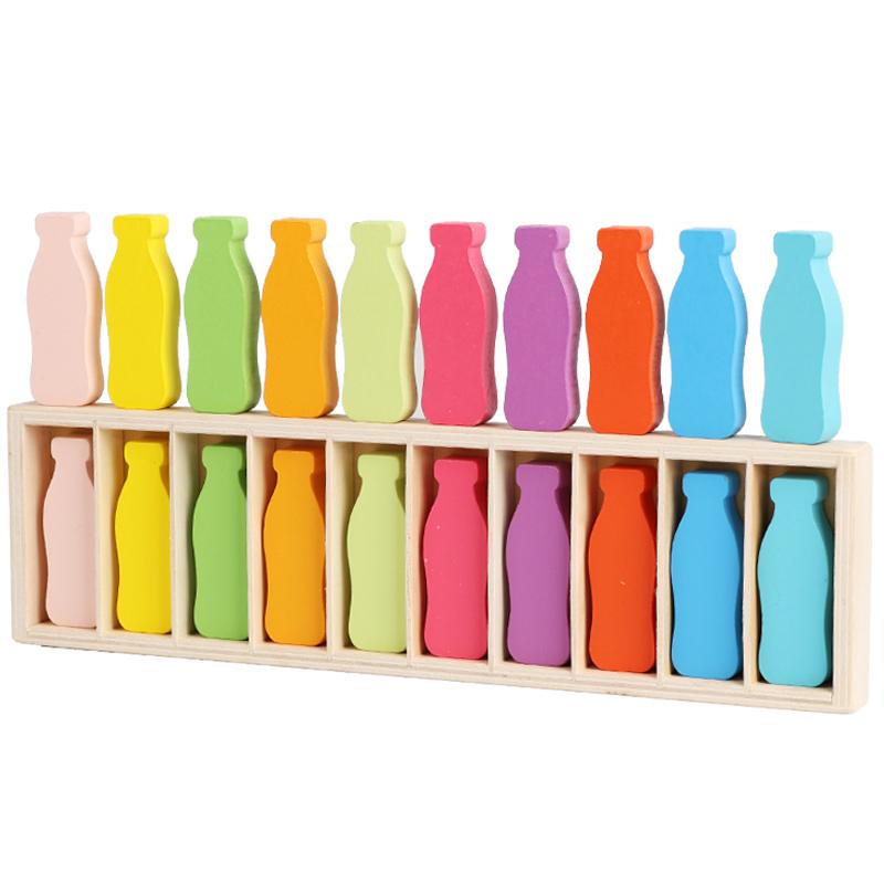 Neues Kinderpuzzle-Spielzeug Trinken zum Trinken Farbsortierbecher Farbzuordnung Klassifizierung Montessori Früherziehung Logisches Denken Y5286YY- blue