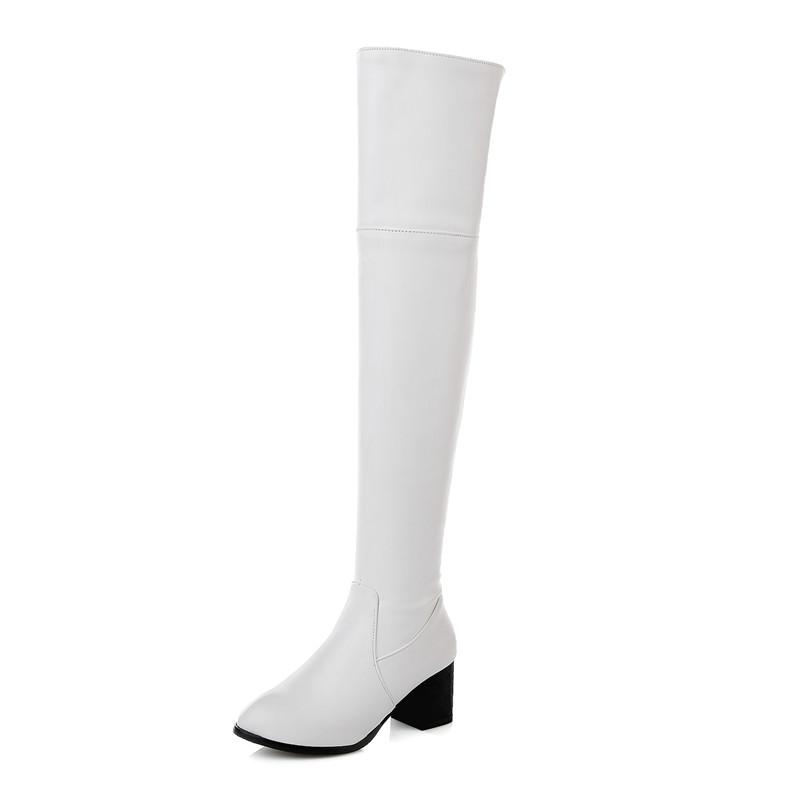 Mode Mode Damen Overknee-Stiefel Warmes Fell Winter Hohe Schneestiefel 2024 Schwarz Weiß Lange Partyschuhe Damen Große Größe 45 48 48 weiß