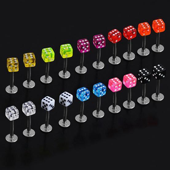 20 Stück gemischte Würfel Würfel Lippen Ohrstecker Ringe Tragus Labret Body Piercing Bars