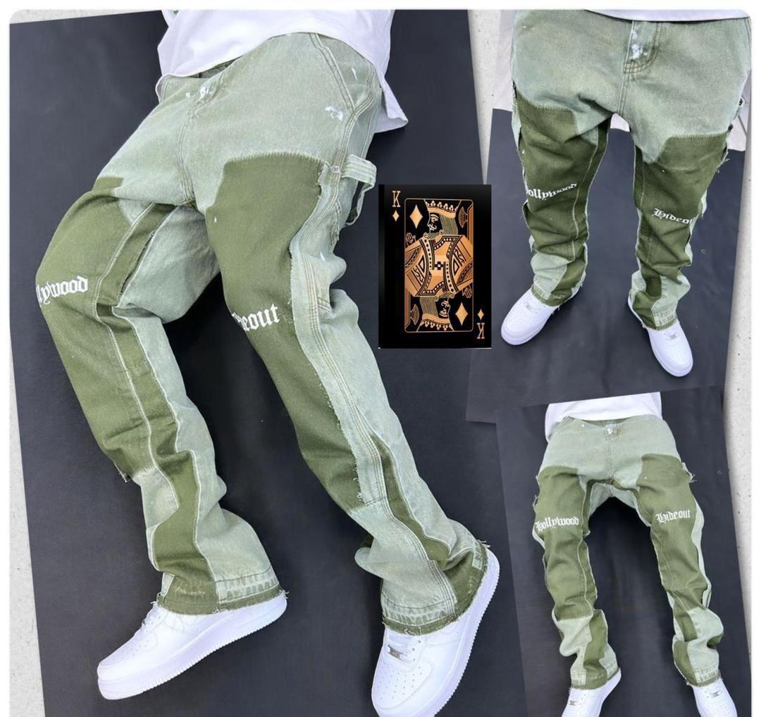 Vintage Herrenjeans Distressed Vibe Schlaghosen Clean Fit Holzbearbeitungs-Arbeitskleidung Denimhosen für Outdoor-Handwerk S