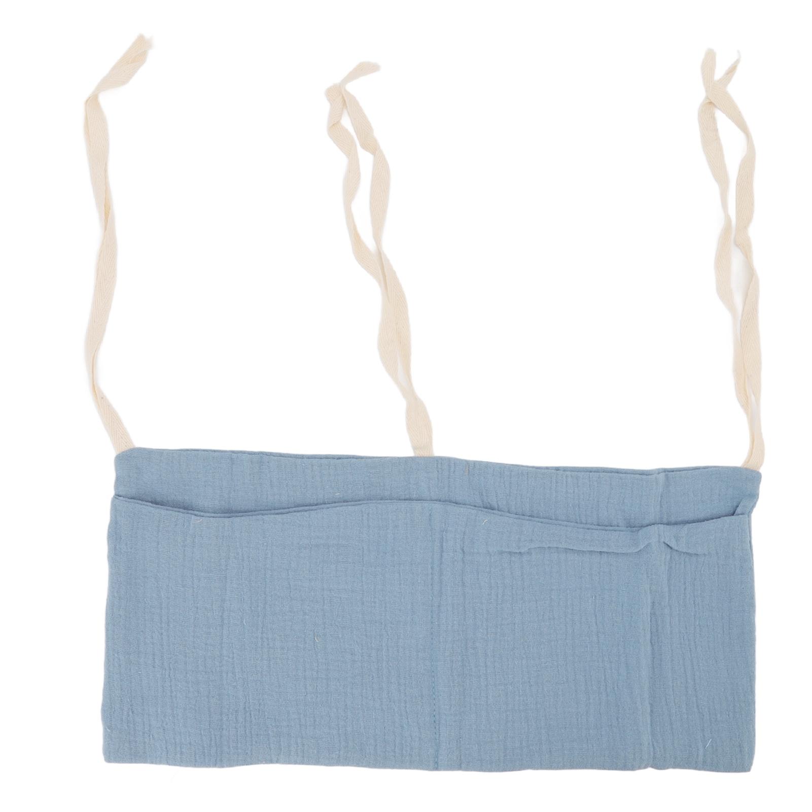 Babybett Aufbewahrung Hängebeutel 2 Taschen Verstellbarer Riemen Säuglingsbett Aufbewahrungstasche für Spielzeug Beige navy blau