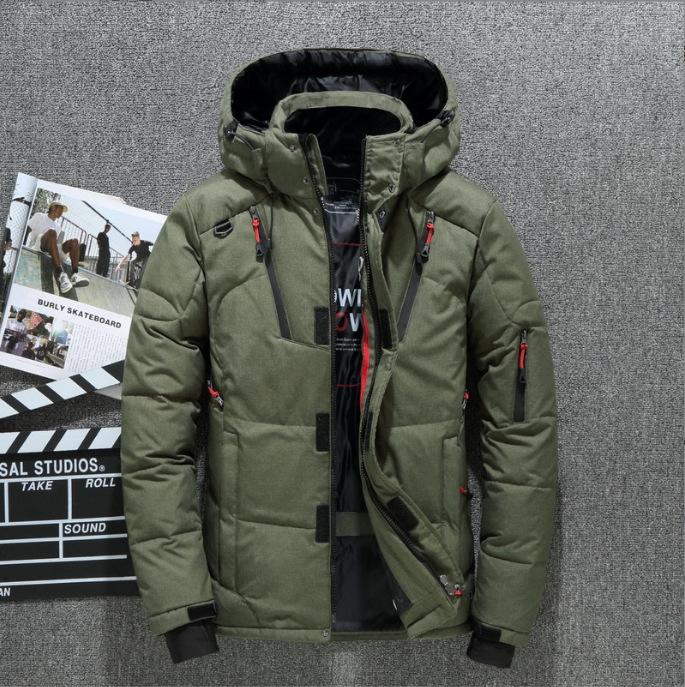 Herren Weiße Entendaunenjacke Warme Kapuzenjacke Dicke Pufferjacke Mantel Männlich Lässig Hochwertiger Mantel Thermo-Winterparka Herren XXXL grün