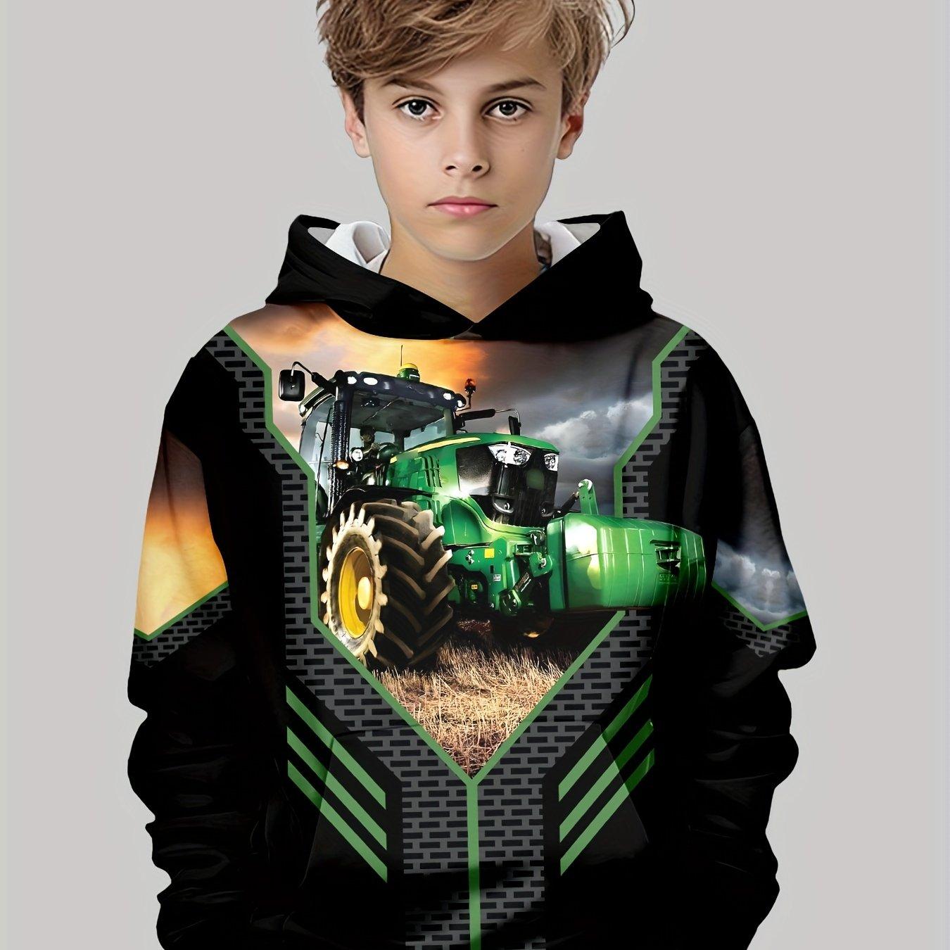 Kinderkleidung Hoodies Langarm Kinderkleidung Jungen Cartoon Kindermode Traktoren Print Mädchen Sommerkleidung Jungen Tops 150