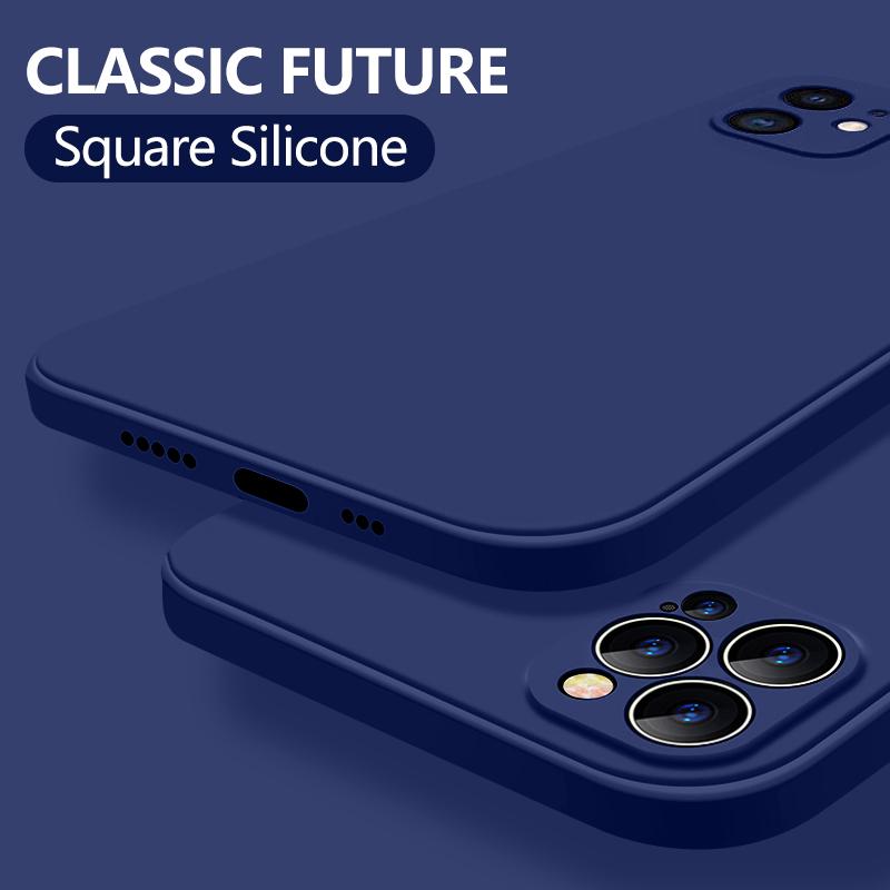 Neue Weiche Flüssigsilikon Handyhülle mit Kameraschutz Stoßfest Für iPhone 16 14 Pro 15 12 Pro MAX 11 Pro SE 2 2020 XR XS 7 8 Plus 16E Air 17 iPhone 14 Pro Max blau