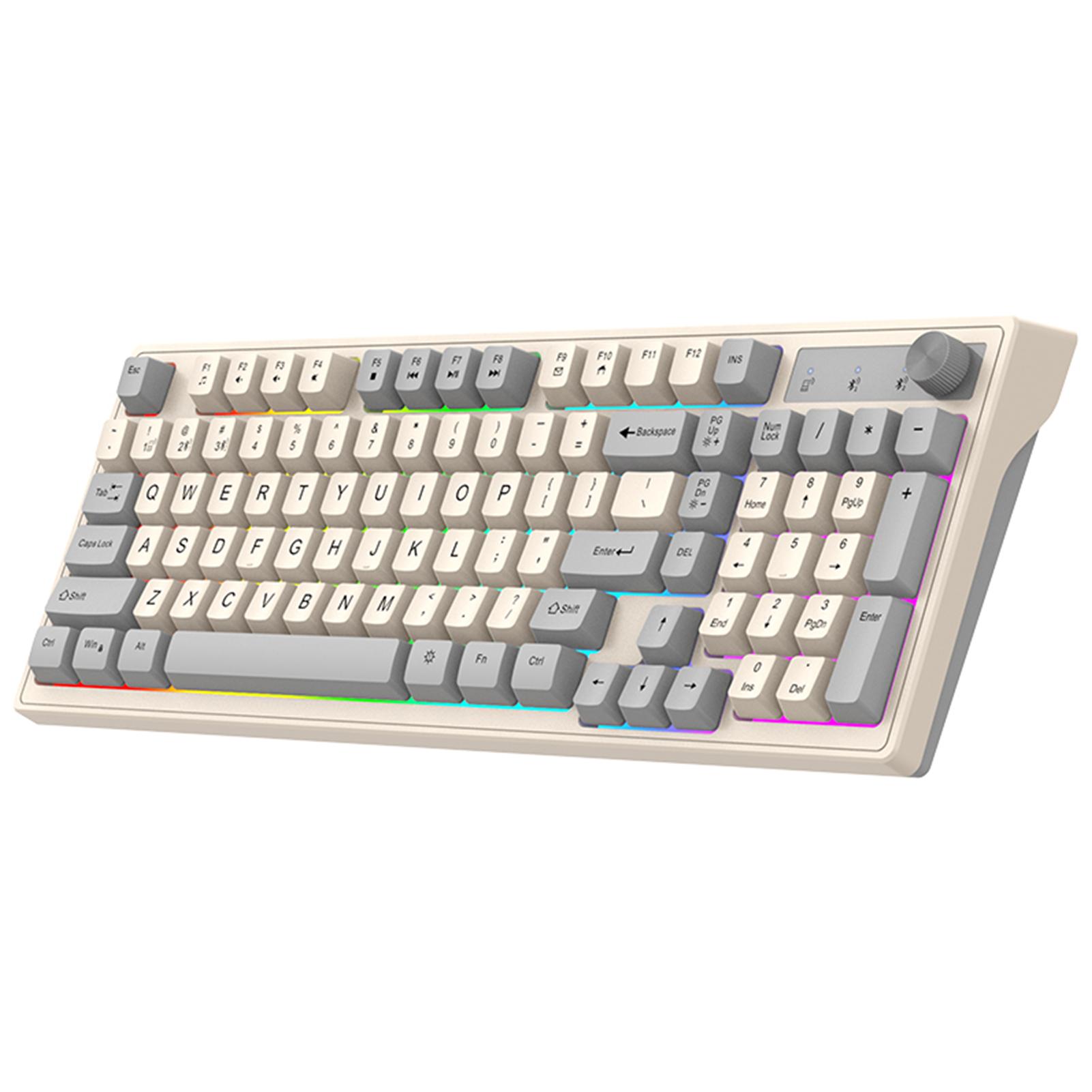 K98 2,4G Drahtlose Tastatur 98-Tasten BT Mechanische Tastatur mit Hintergrundbeleuchtung graue