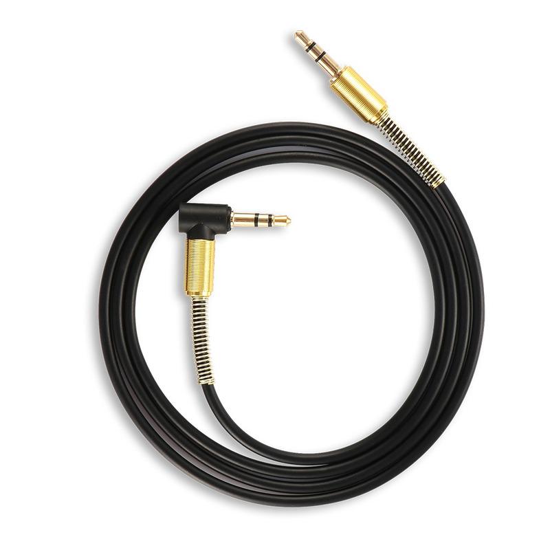 Auto-Aux-Audiokabel, 3,5-mm-Klinkenstecker auf Stecker, HiFi-Universal-Stereo-Audiokabel mit 90-Grad-Winkel schwarz