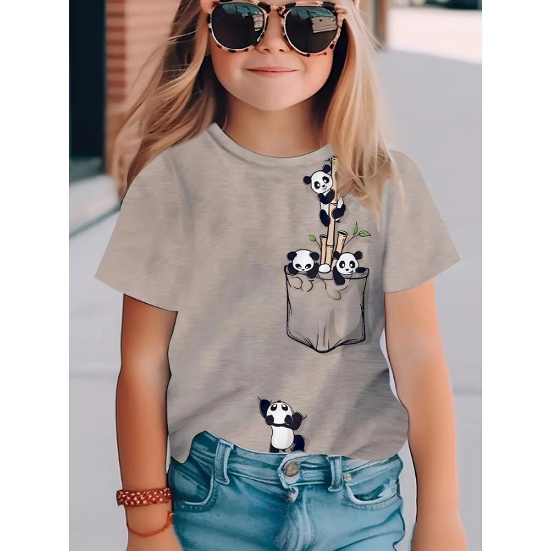 Kinderkleidung Mädchen T-Shirt Kurzarm 3D Niedliche Tiere Drucken Kinder Sommerkleidung Mode Rundhals T-Shirt Jungen T-Shirt Tops 130