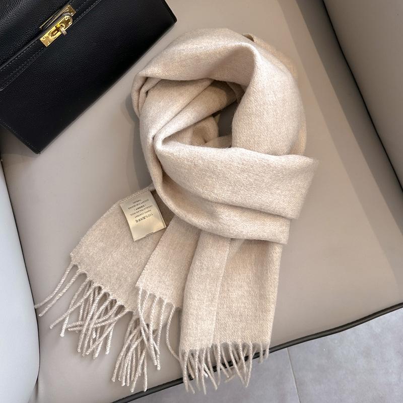 100% Wolle Winterschal für Frauen Lange warme Kaschmirschals Hijab Solid Lady Schal Wrap Weibliche Pashmina Bandana Kopftücher Neu