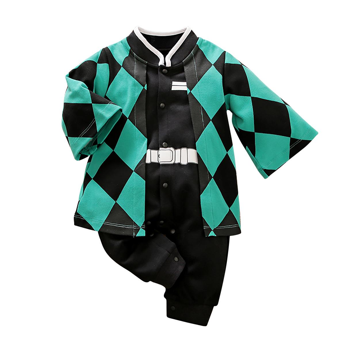 Dämon Slayer Kostüm Cosplay Anime Baby Jungen Kleidung Baumwolle Halloween Baby Mädchen Kleidung Outfit Overalls Overall Säuglingsspielanzug 59cm