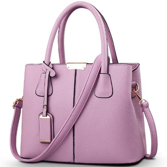 Yogodlns Damen-Handtaschen aus Leder, quadratische Schultertasche, Umhängetasche 29.5cm*21.5cm*13cm violett