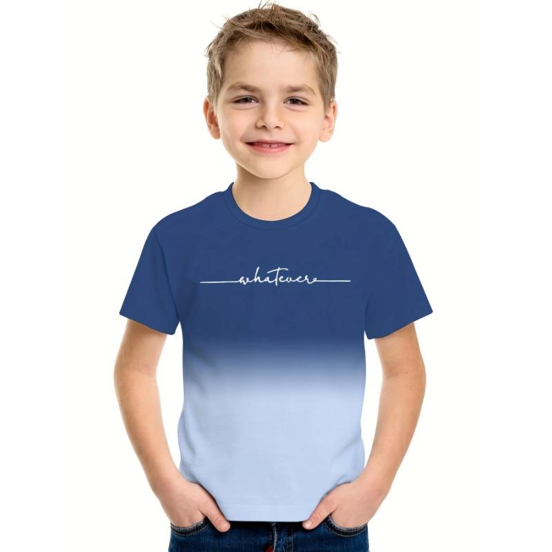 Kinderbekleidung Jungen T-Shirt kurzärmelig Kinder T-Shirt 3D Buchstabenaufdruck lässiger Rundhalsausschnitt Kinder Sommerkleidu 120