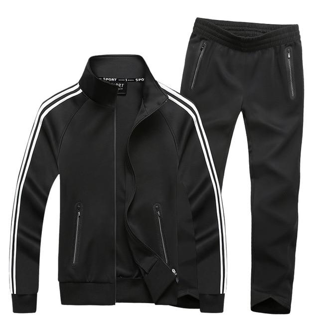 Herbst Sportswear Trainingsanzüge Männer Sets Große Größe Männer Kleidung Jacke + Hosen 2 Stück Sport Set Plus Größe 8xl 7xl Trainingsanzug Mann XXXXXXXXL schwarz