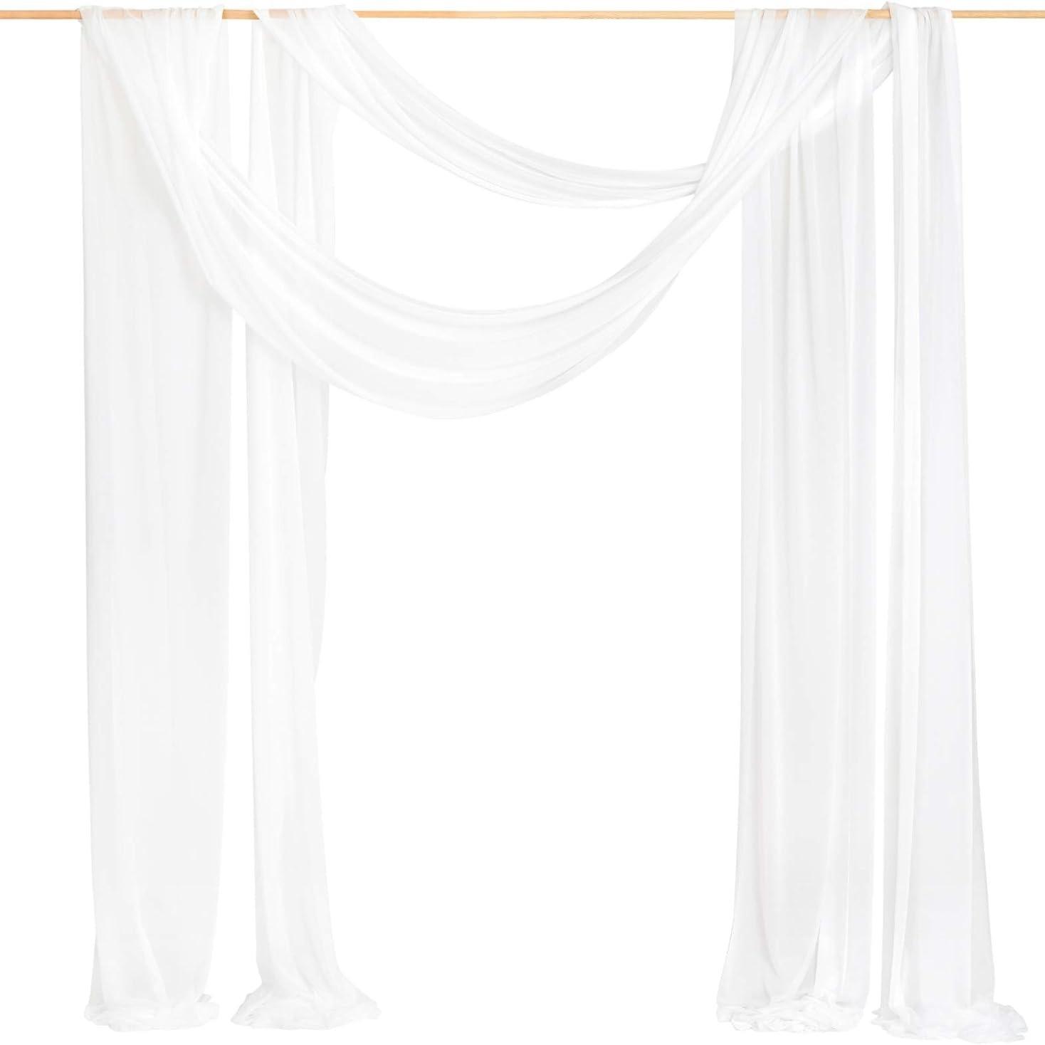 1PC Schleier Bogen Hochzeit Rasen Hochzeit Event Dekoration Kunst Outdoor Dekoration Tisch Flagge Vorhänge Vorhänge 75*600cm weiß