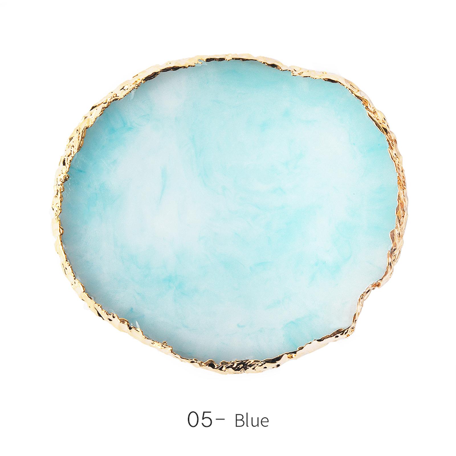 6 runde Nagelpaletten aus Kunstharz mit Onyxsteinen, Nailart-Ausstellungsständer, Tablett für Gelpolitur, Tablett für gemischte Malereipigmente, Nailart-Ausstellungsständer blau