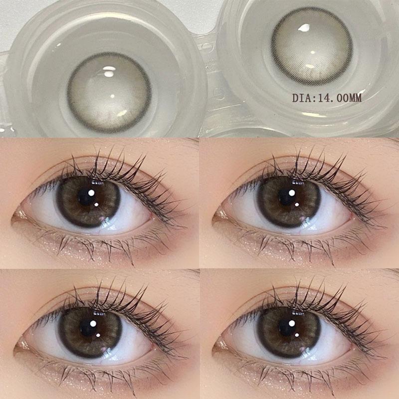 Große schwarze Augen, 2 Stück Kontaktlinsen, 14,5 mm Linse, 1 Tag Gebrauch, MillCreek Puppenaugen, abgestufte Kontaktlinsen, graues Silikon-Hydrogel, weich und bequem -2.25 grau