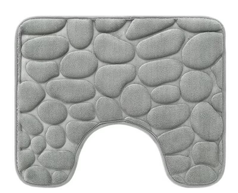 Rutschfeste Matte 1 Stück Korallenfleece Geprägter Stein Badezimmer Bodenmatte Kieselsteine Toilette Badezimmer Saugfähige Rutschfeste Fußmatte 40X50CM