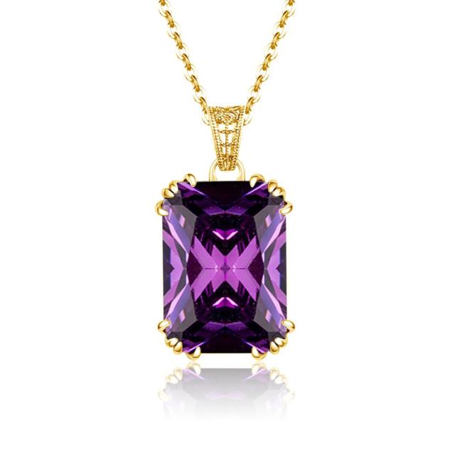 14k Goldschmuck Anhänger Halskette Damen S925 Schmuck Amethyst Bijouterie Anhänger Edelstein Echtschmuck Colgante Plata amethyst