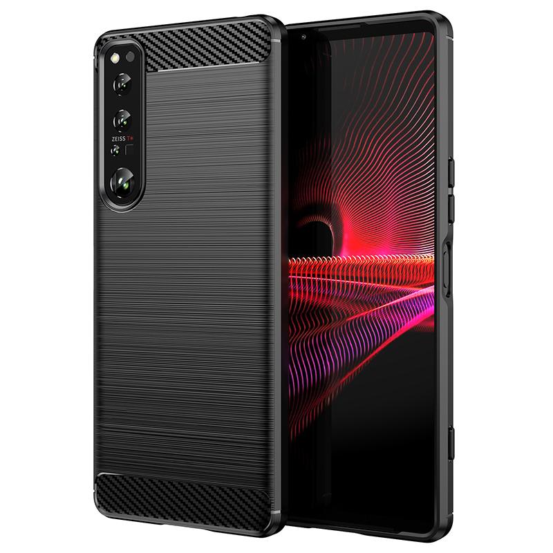 Für Sony Xperia 1 IV Hülle Für Sony Xperia 1 IV Silikon Anti-Klopf Carbon Fiber Rückseite Hülle Für Sony Xperia 1 IV 10IV Hülle For Xperia 1 IV schwarz