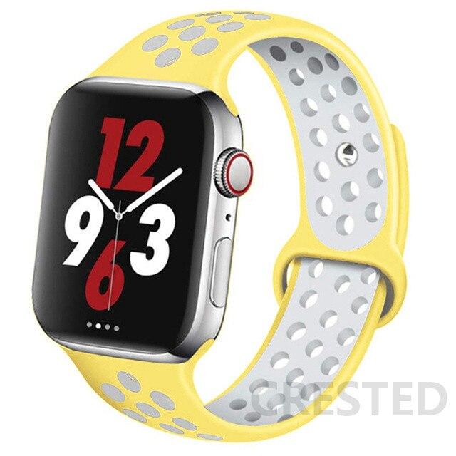 Sport Silikonarmband für Apple Watch Band 44mm 40mm 42mm 38mm 44 mm Armband Atmungsaktives Armband Apple Watch 6 Armband iWatch 5 4 3 se 42 or 44 mm&S-M black