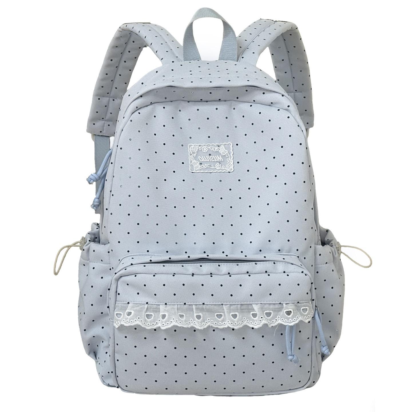 Schulrucksack Koreanischer ins Polka-Dot-Rucksack Studentin Hoher Wert Niedlicher Schulrucksack Große Kapazität Leichter Reiserucksack Mädchen no pendant model hellblaue