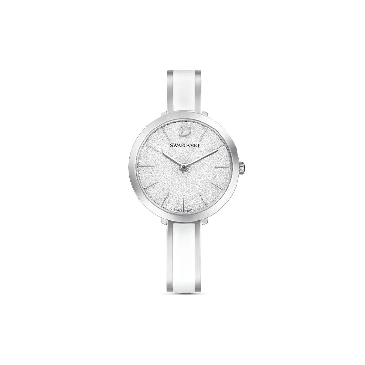 Swarovski Kollektion Quarz Uhr Edelstahl Armband Weißes Zifferblatt Polaris Eingelegt Funkelnd Mode Quarz Damenuhr Damen Uhren Silber 5580537 White Strap white