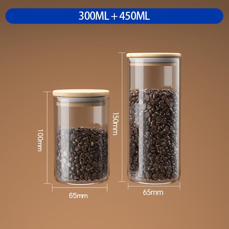 Kaffeebohnen-versiegelter Krug, luftdichter Glasbehälter mit Bambusdeckel, Küchen-Süßigkeiten-Teeblatt-Aufbewahrungsglas-Set brown