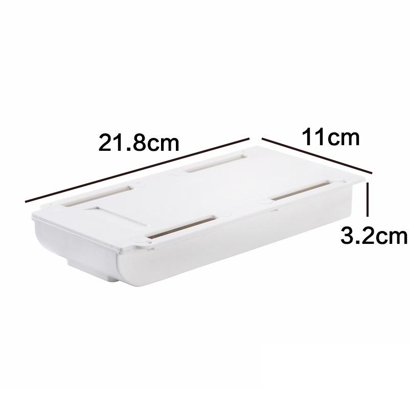 Selbstklebende, versteckte Aufbewahrungsbox unter dem Tisch, Organizer unter dem Schreibtisch, Schubladenbox, Aufbewahrung von Schreibwaren, Schulbedarf White S
