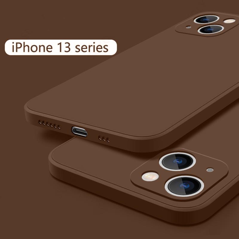 Neue Weiche Flüssigsilikon Handyhülle mit Kameraschutz Stoßfest Für iPhone 16 14 Pro 15 12 Pro MAX 11 Pro SE 2 2020 XR XS 7 8 Plus 16E Air 17 iPhone 14 Pro Max hellbraun