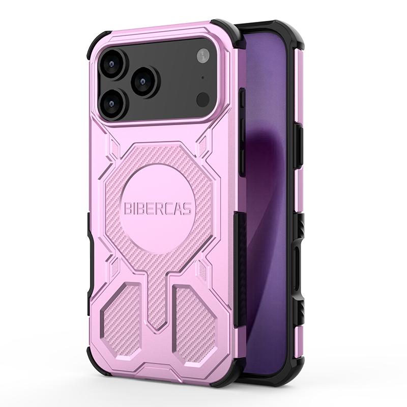 Luxuriöse magnetische für MagSafe Hülle für iPhone 17 Air 16 15 14 13 Pro Max Plus Schwerlast Stoßabsorption Körper Schutzhülle iPhone 17 Pro Max rosa
