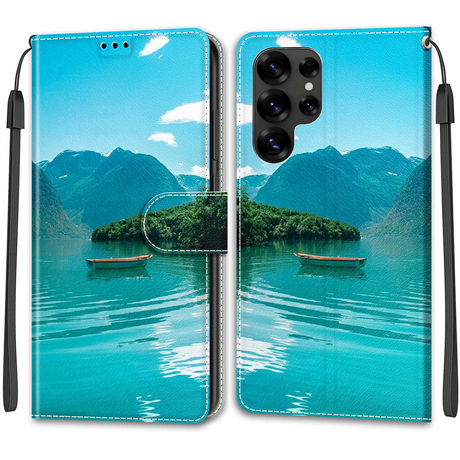 Luxuriöse, bemalte Ledertasche im Buchstil, Schutzhülle für Samsung Galaxy S25 S24 S23 S22 S21 S20 Plus Ultra/Samsung A36 A26 A16 A06 A55 A35 Samsung Galaxy A14 4G/5G