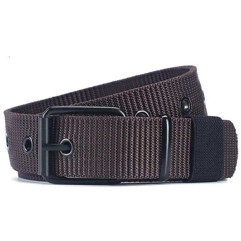 Männer Gürtel Armee Militär Leinwand Nylon Gurtband Taktische Gürtel Mode Lässig Designer Unisex Gürtel Hohe Qualität Sport Strap HB061 130cm kaffeebraun