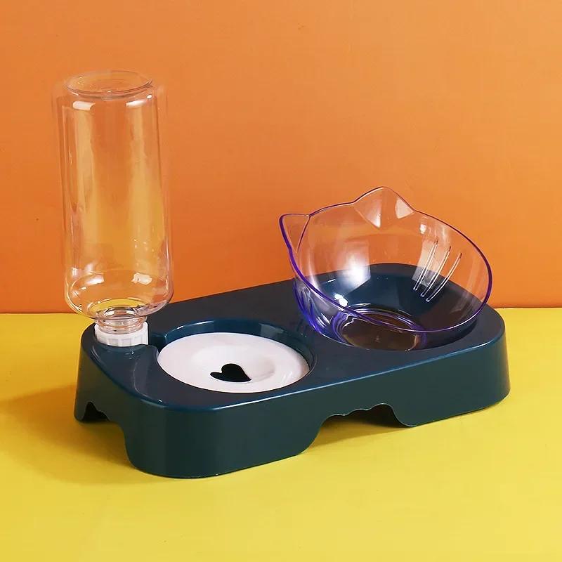 Haustier Hund Schüssel Automatische Feeder Katzenfutter Schüssel mit Wasser Brunnen Schüssel Trinken Erhöhten Stand Gericht Katze Feeder Gatos Accesorios
