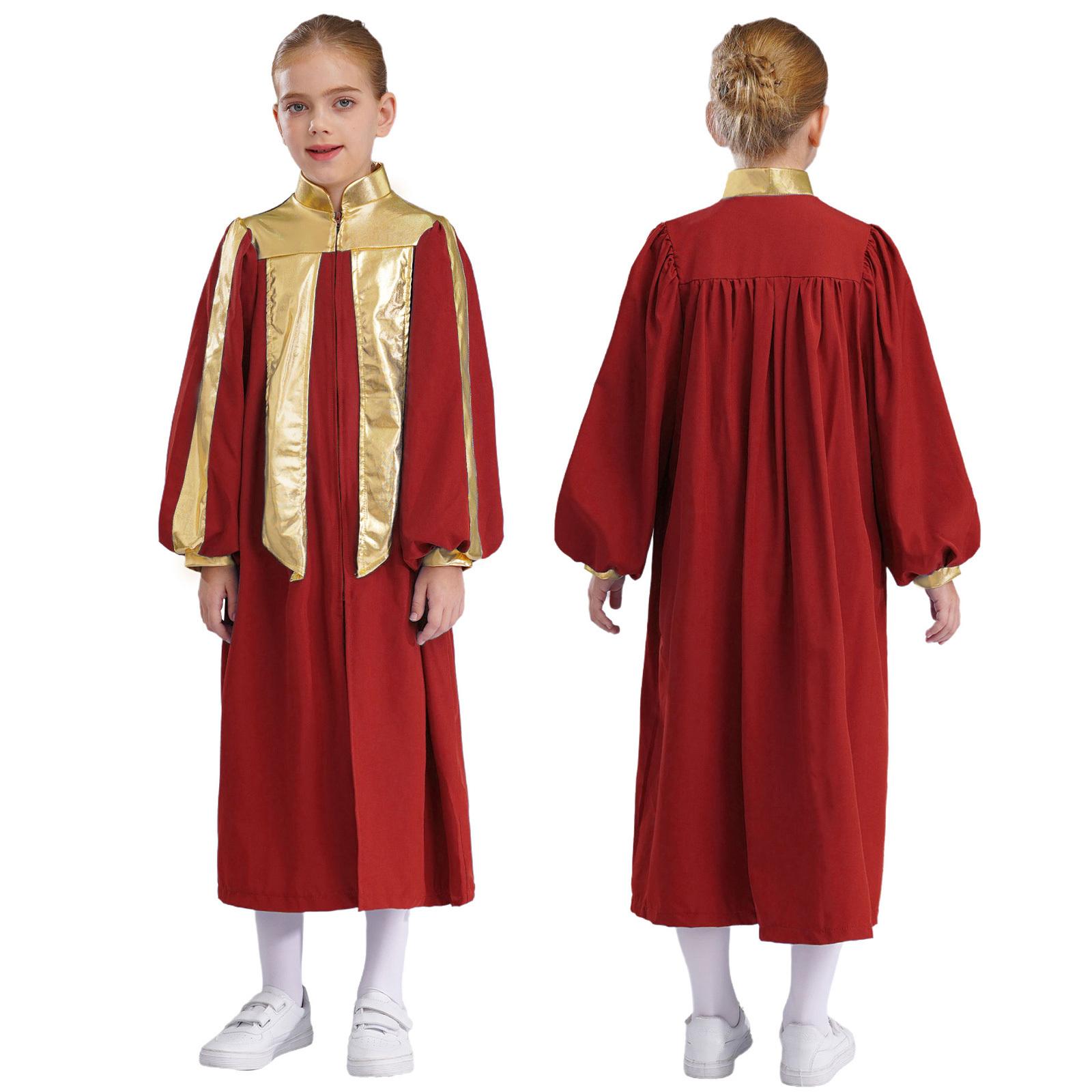 Chorrobe für Jungen und Mädchen, für die Kirche, Taufe, Kostüm, Reißverschluss, Abschlusskleid für die Schule 7-8 Years bordeaux