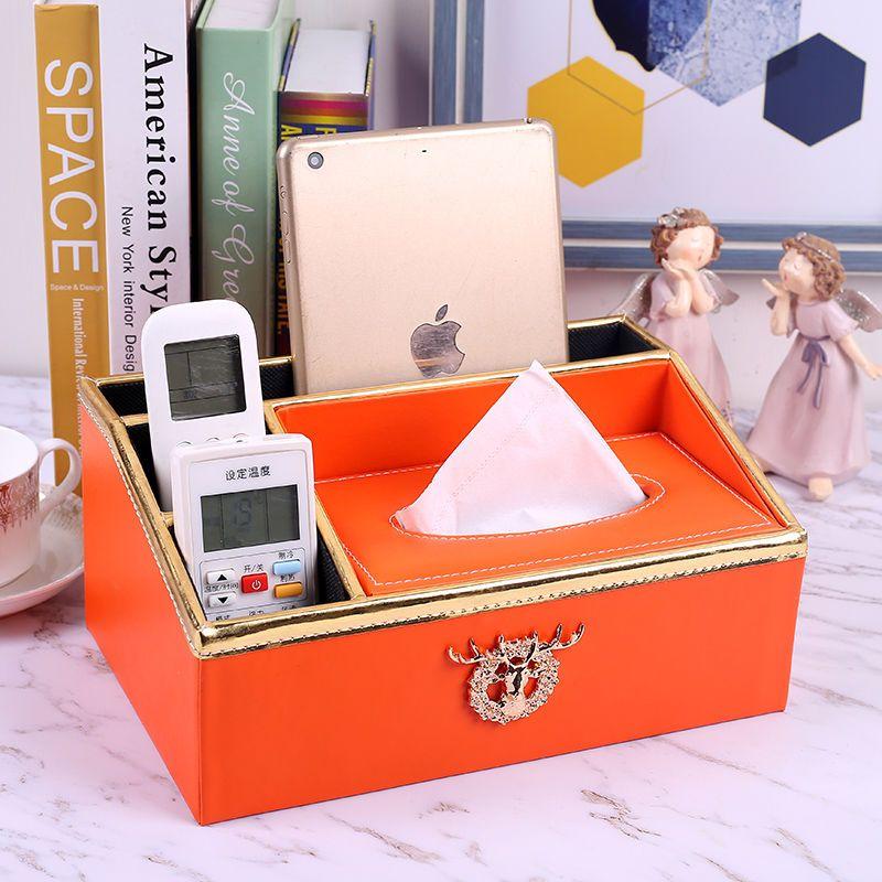 Multifunktionale Tissue Box Papier Schublade Tee Tisch Wohnzimmer Fernbedienung Lagerung Serviette Papier Organizer orange
