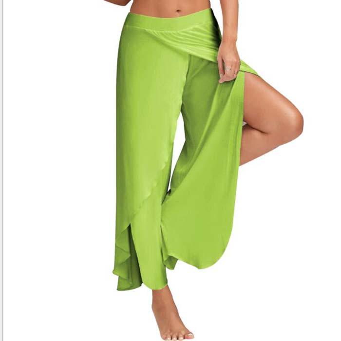 Damen Weitbein Hose Chiffon Rock Ausgestellt Yoga Hose Übergröße XL grün