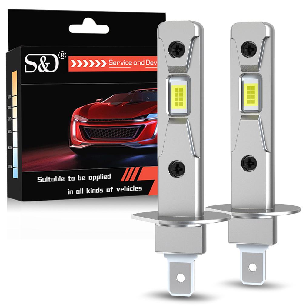 2 Stück H1 LED-Scheinwerferlampen Mini Canbus 18000LM LED H1 Nebelscheinwerfer 6000K Auto-Scheinwerfer Lüfterlos DRL-Licht Auto-Diode Nebelscheinwerfer 12V Weiße Lampen H1