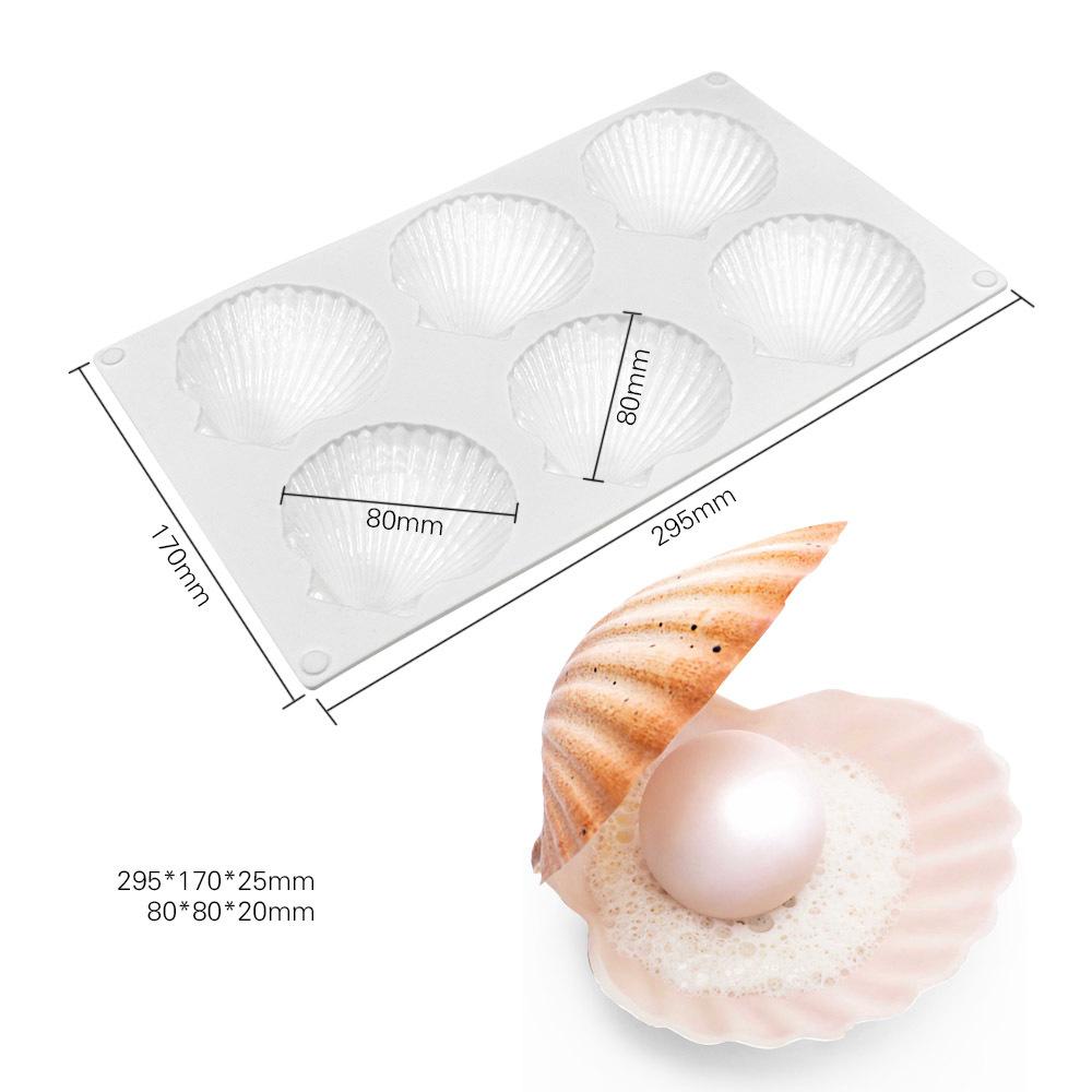 Meibum Silikonformen für Kuchen mit Meeresmotiv, Muschel- und Perlen-Design, Backform, Kuchendekorationswerkzeuge, Küchenzubehör in Lebensmittelqualität weiß