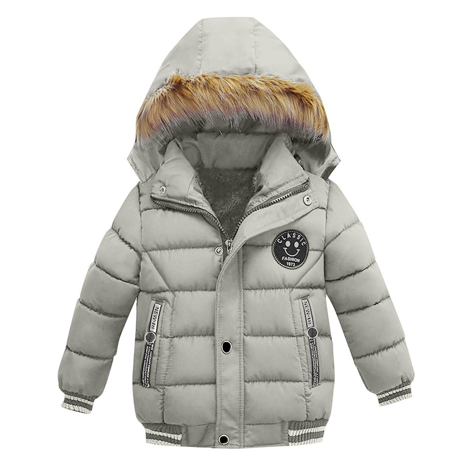 Mode Mantel Kinder Winter Jacke Mantel Jungen Jacke Warme Kapuze Kinder Kleidung 130 graue